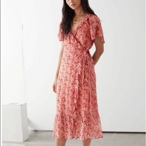 & Other Stories Floral Wrap Midi Dress